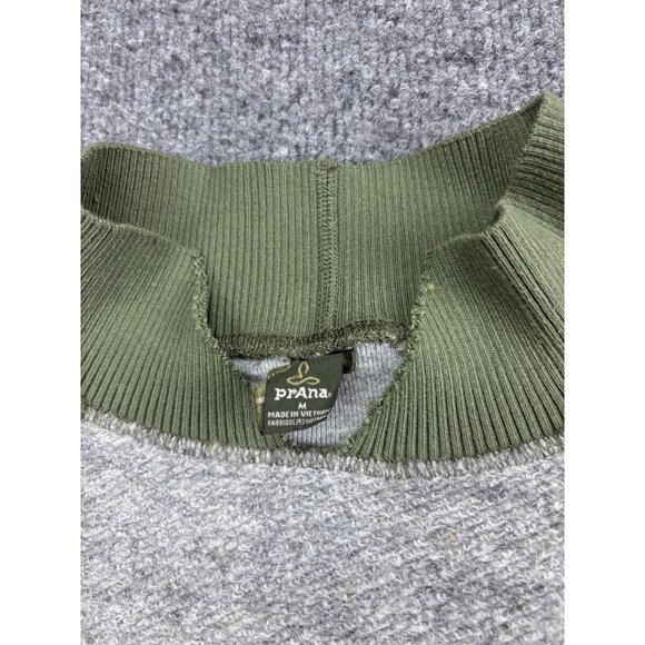 prAna Sweater Womens Medium Green Yellow Gray Colorblock Raglan Knit Mock Neck - Picture 2 of 6